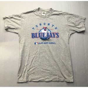 Vintage 90s Toronto Blue Jays Shirt Mens L Bulletin Heavyweight Gray MLB Canada